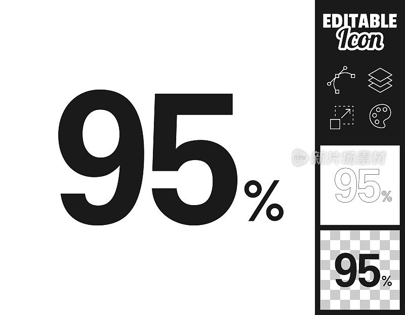 95% - 95%。图标设计。轻松地编辑